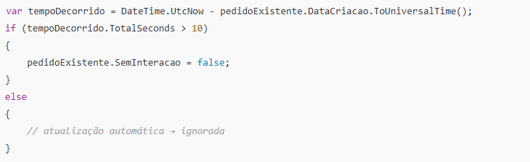 O trecho de código que resolve o problema.